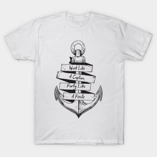 Party Like A Pirate Anchor Black T-Shirt